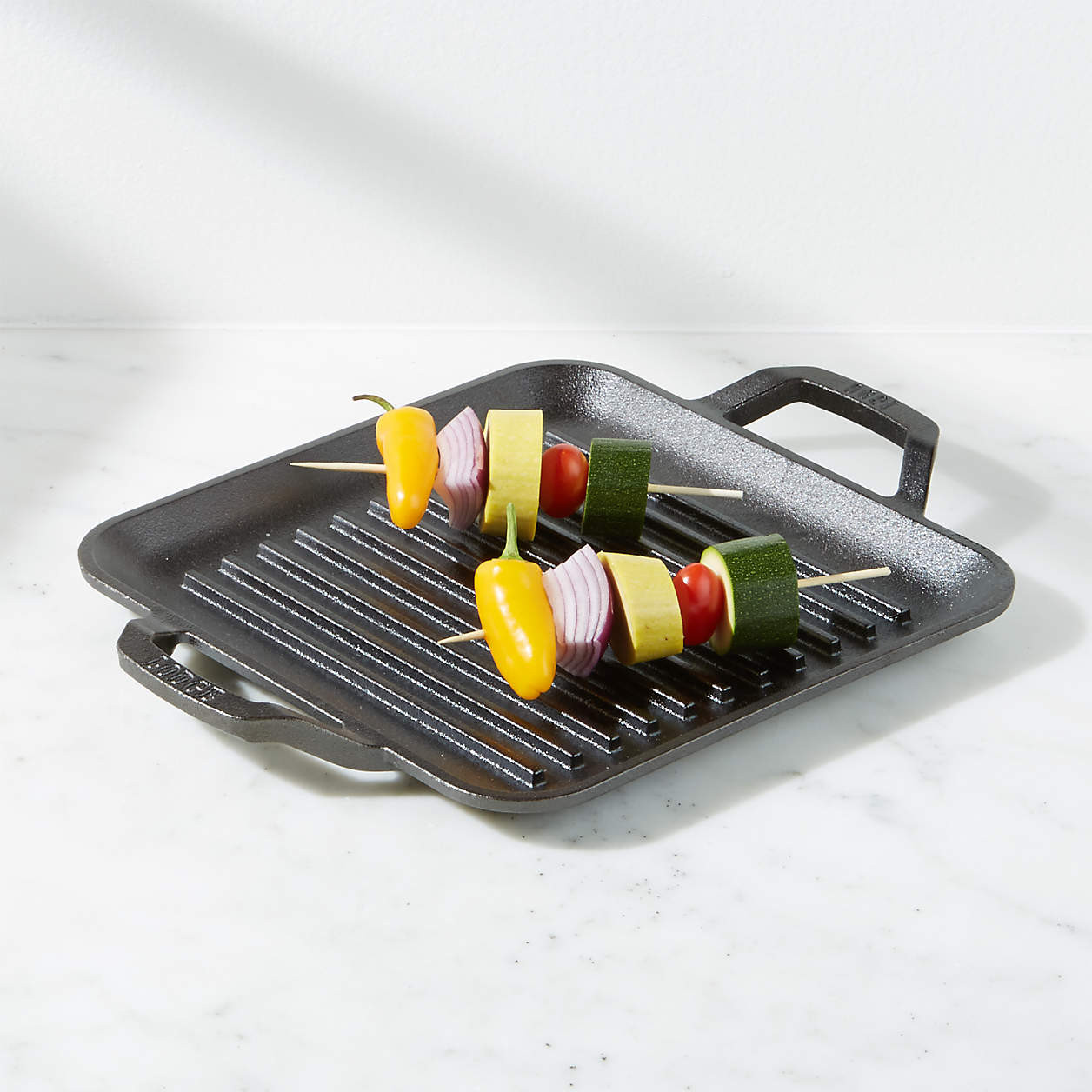 Lodge Chef Collection 11" Seasoned Cast Iron Square Grill Pan + Reviews | Crate & Barrel | Crate & Barrel