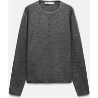 Zara - Plain Knit Wool Jumper In Grey Marl - Xl - Woman | Zara UK