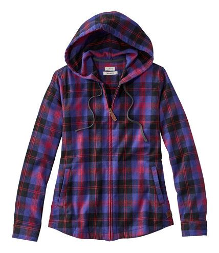 Women's Scotch Plaid Flannel Shirt, Relaxed Zip Hoodie | L.L. Bean