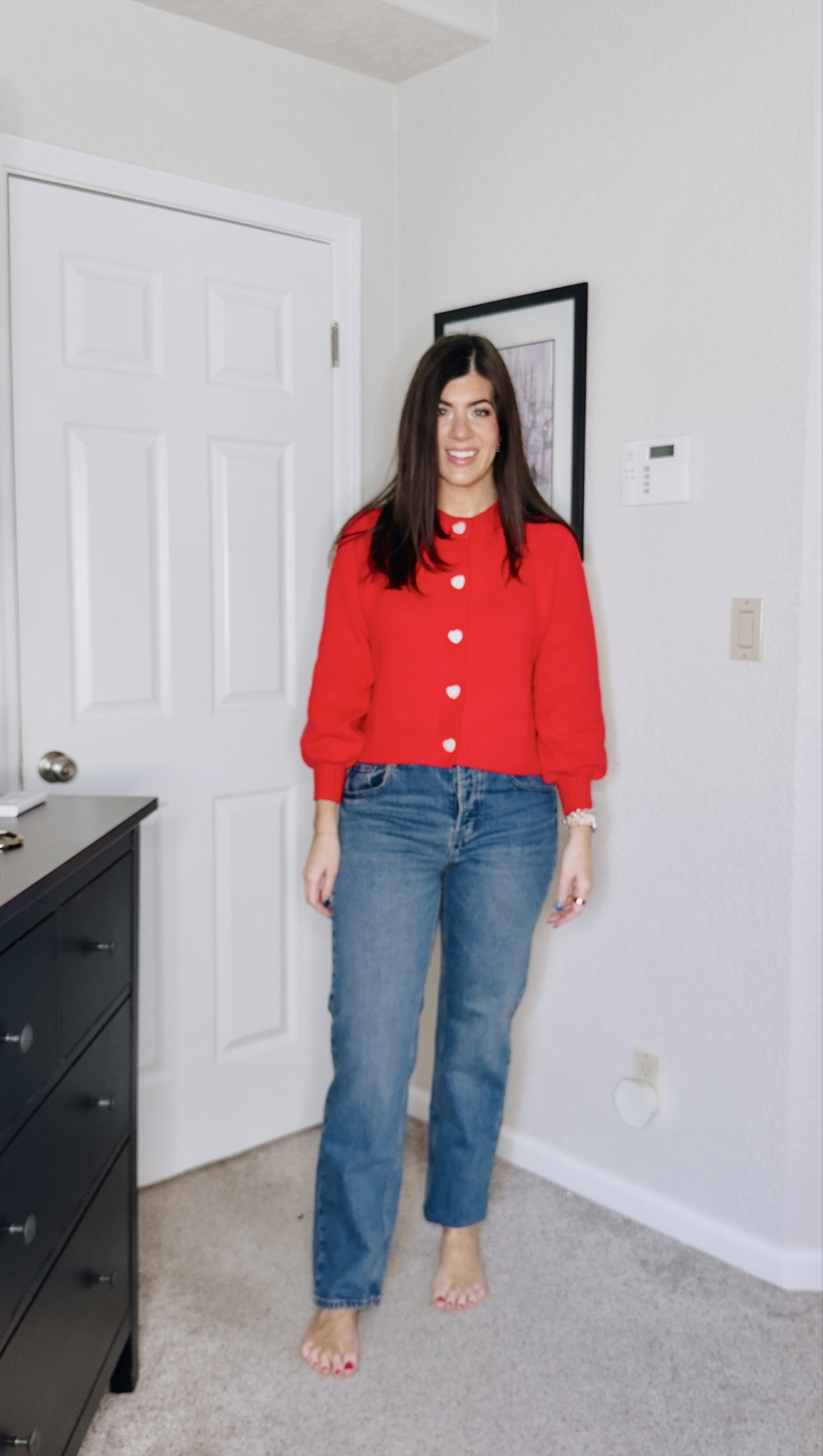 Old navy try on 
In a medium cardigan
And 8 tall slouchy straight jeans 

#LTKMidsize #LTKOver40 #LTKSaleAlert