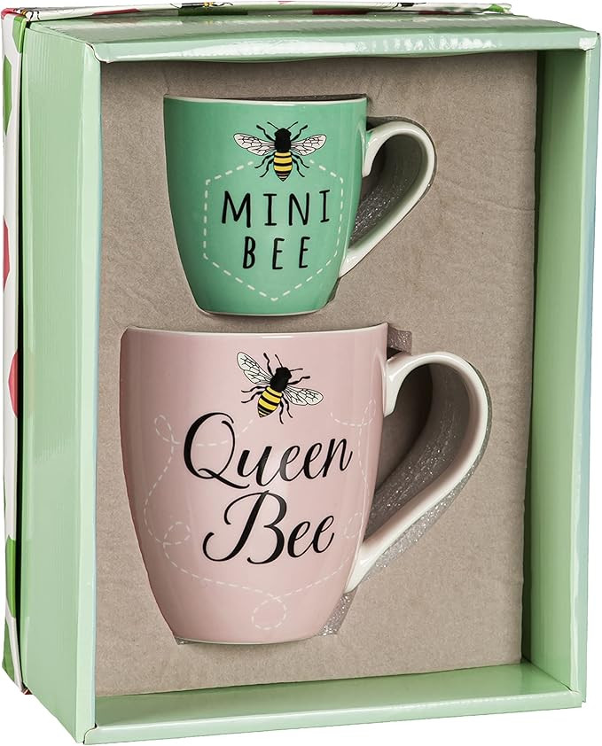 Cypress Home Queen Bee Mini Bee Mommy and Me Ceramic Cups | Gift Set of 2 | Maternity Mothers Day... | Amazon (US)