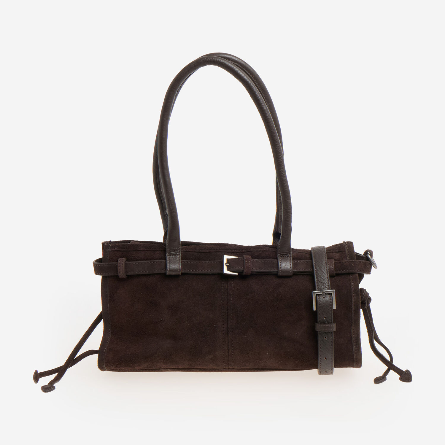 Dark Brown Suede East West Bag | TK Maxx