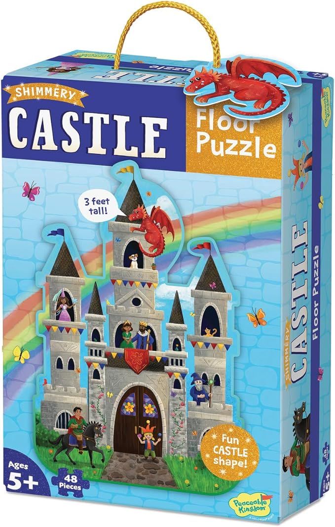 Peaceable Kingdom Shimmery Castle Floor Puzzle – Giant Floor Puzzle for Kids Ages 5 & up – Fu... | Amazon (US)