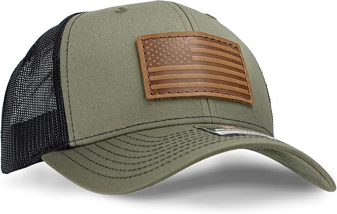 Leather Patch Hat for Men - Pacific Headwear 104c/Richardson 112 Trucker Hat w/Full-Grain Leather... | Amazon (US)