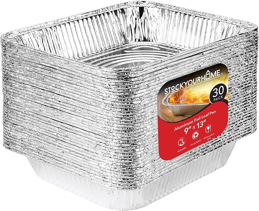 Aluminum Pans 9x13 Disposable Foil (30 Pack) - Half Size Steam Table Deep Pans - Tin Pans Great f... | Amazon (US)