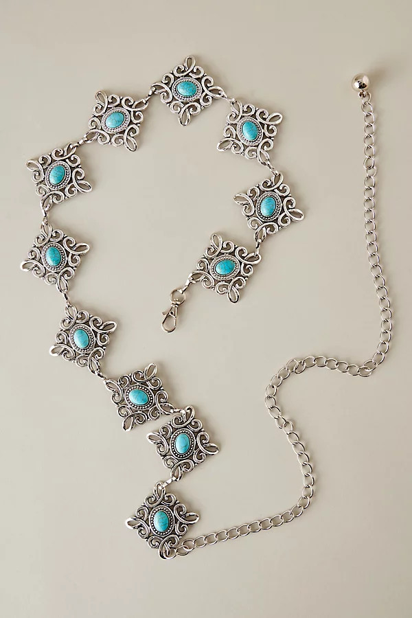 Silver Blue Stone Chain Belt | Anthropologie (UK)