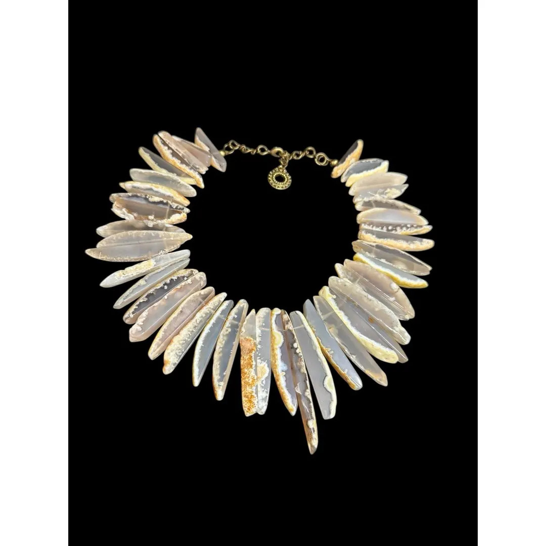 Vintage Natural Agate Chunky Statement Freeform Slab Beaded Necklace 18” - Etsy | Etsy (US)