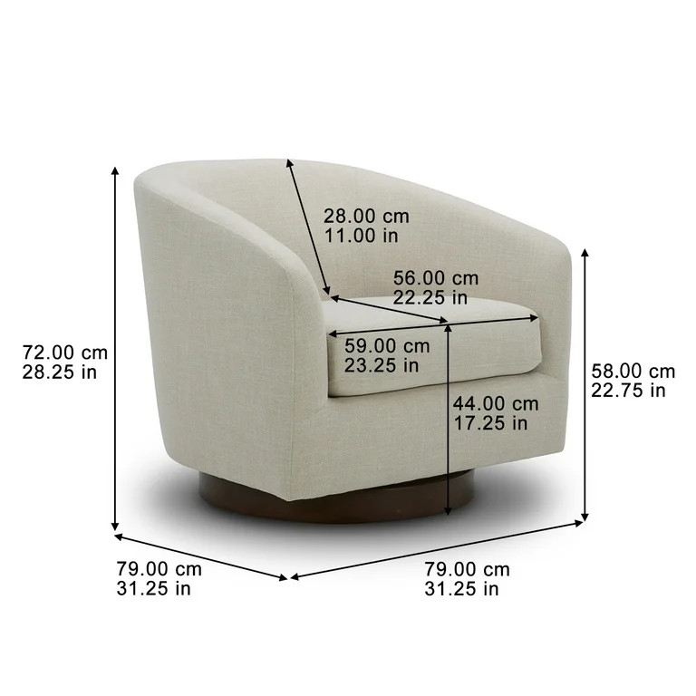 Better Homes & Gardens Bradford Wooden Base Modern Swivel Accent Chair, Linen | Walmart (US)