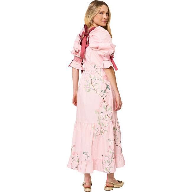 Women's Scarlette Ruffle Neck Short Puff Sleeve Dress, Whimsy Rose | Maisonette