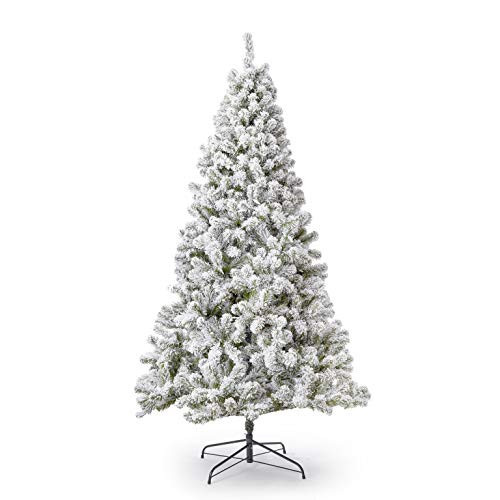 KING OF CHRISTMAS 8 Foot Snow Flocked Artificial Christmas Tree Unlit, Prince Flock Holiday Xmas Tree with Hinged Sections & Metal Stand for Home, Office, Indoor & Outdoor Decoration | Amazon (US)