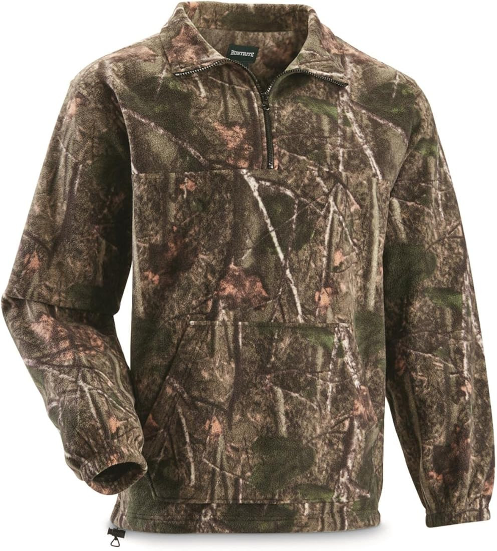 Men's Quarter-Zip Camo Hunting Fleece Pullover Jacket Sweater Top | Amazon (US)