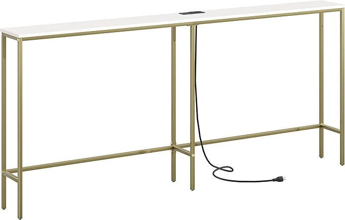 SONGXIN 180 cm Console Table with Power Outlet，Modern Narrow Long Sofa Table Behind Couch,Skinn... | Amazon (CA)