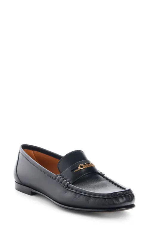 Chloé Logo Penny Loafer in Black at Nordstrom, Size 5.5Us | Nordstrom