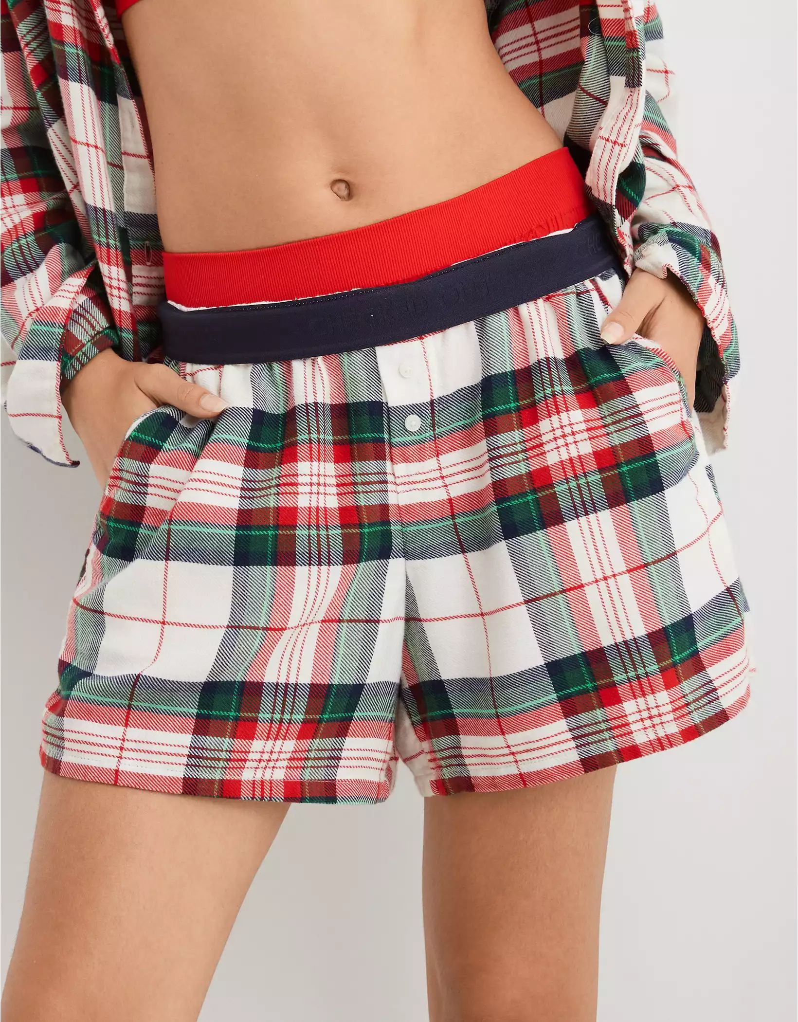 Aerie Flannel High Waisted Skater Pajama Boxer | Aerie