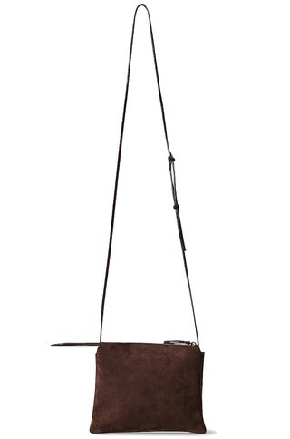 The Row Nu Mini Twin Suede Crossbody Bag in Brown | FWRD 