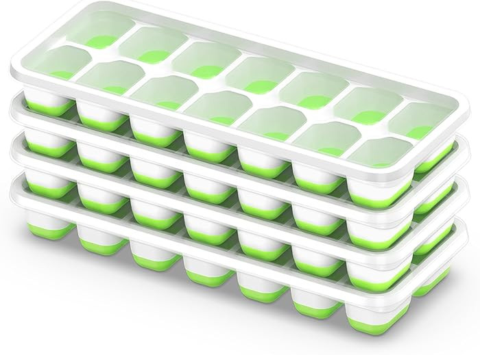 Ice Cube Tray with Lid, 4 Packs 56 Cubes Durable Stackable Ice Cube Trays for Freezer with Remova... | Amazon (US)