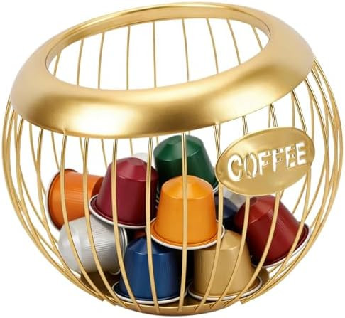 Metal Coffee Pod Holder Wire Coffee Pods Storage Basket Espresso Capsule Storage for Home Kitchen... | Amazon (US)