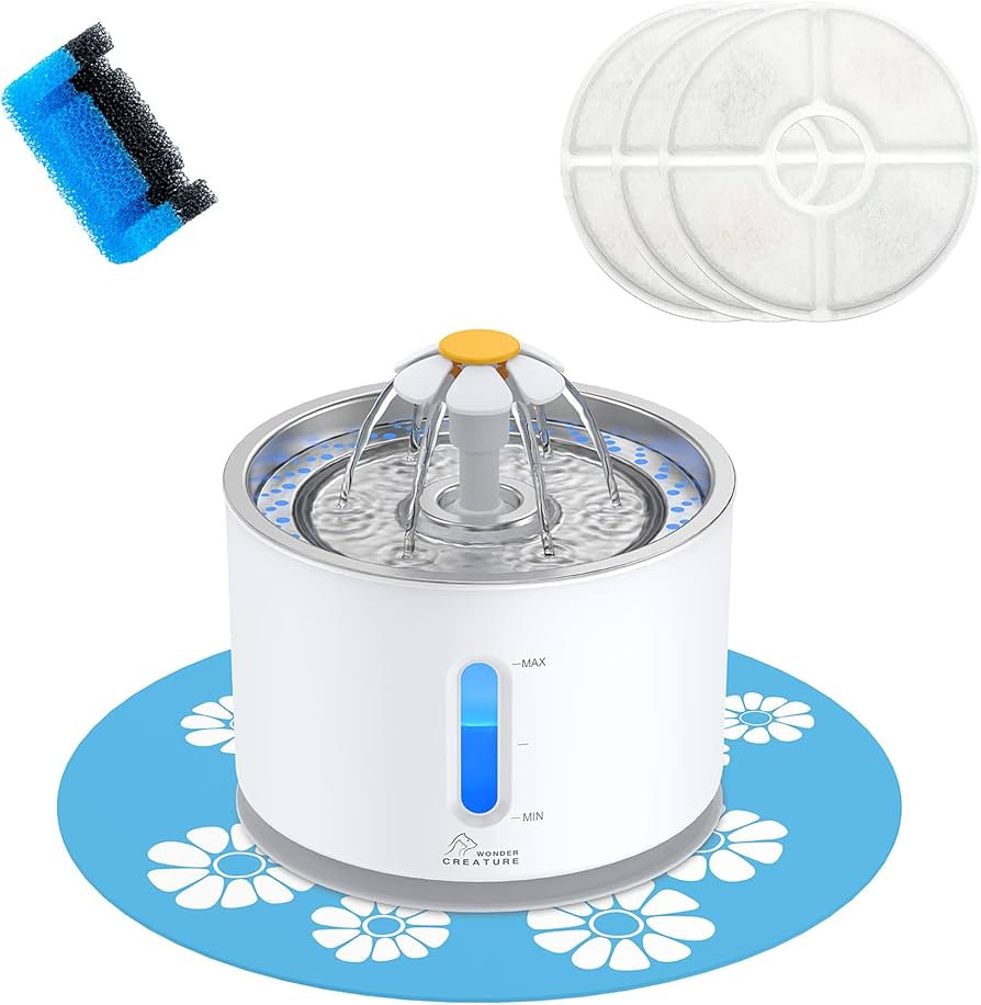 Wonder Creature Cat Water Fountain Stainless Steel, 81oz/2.4L Cat Fountain with Water Level Windo... | Amazon (US)