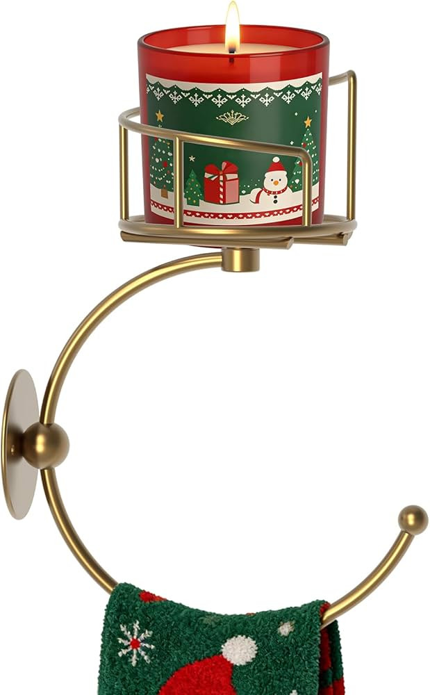 Hand Towel Holder for Bathroom with Vintage Wall Mounted Candle Holder, Rustproof Anti-Corrosion ... | Amazon (US)