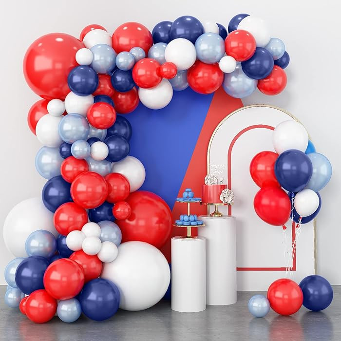 Red Blue White Balloons Arch Garland for Baseball Party Decorations Labor Nautical Balloons Navy ... | Amazon (US)