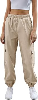 SweatyRocks Women's Casual Drawstring Waist Jogger Workout Cargo Pants with Pockets | Amazon (US)