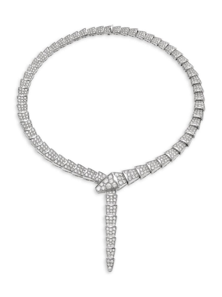 Serpenti Viper White Gold & Pavè Diamond Necklace | Saks Fifth Avenue