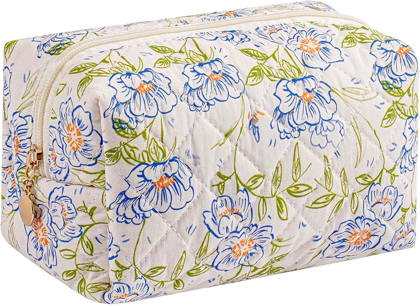 Makeup Bag Travel Cosmetic Bag for Women Girls, Zipper Make Up Pouch, Floral Flowers Toiletry Org... | Amazon (US)