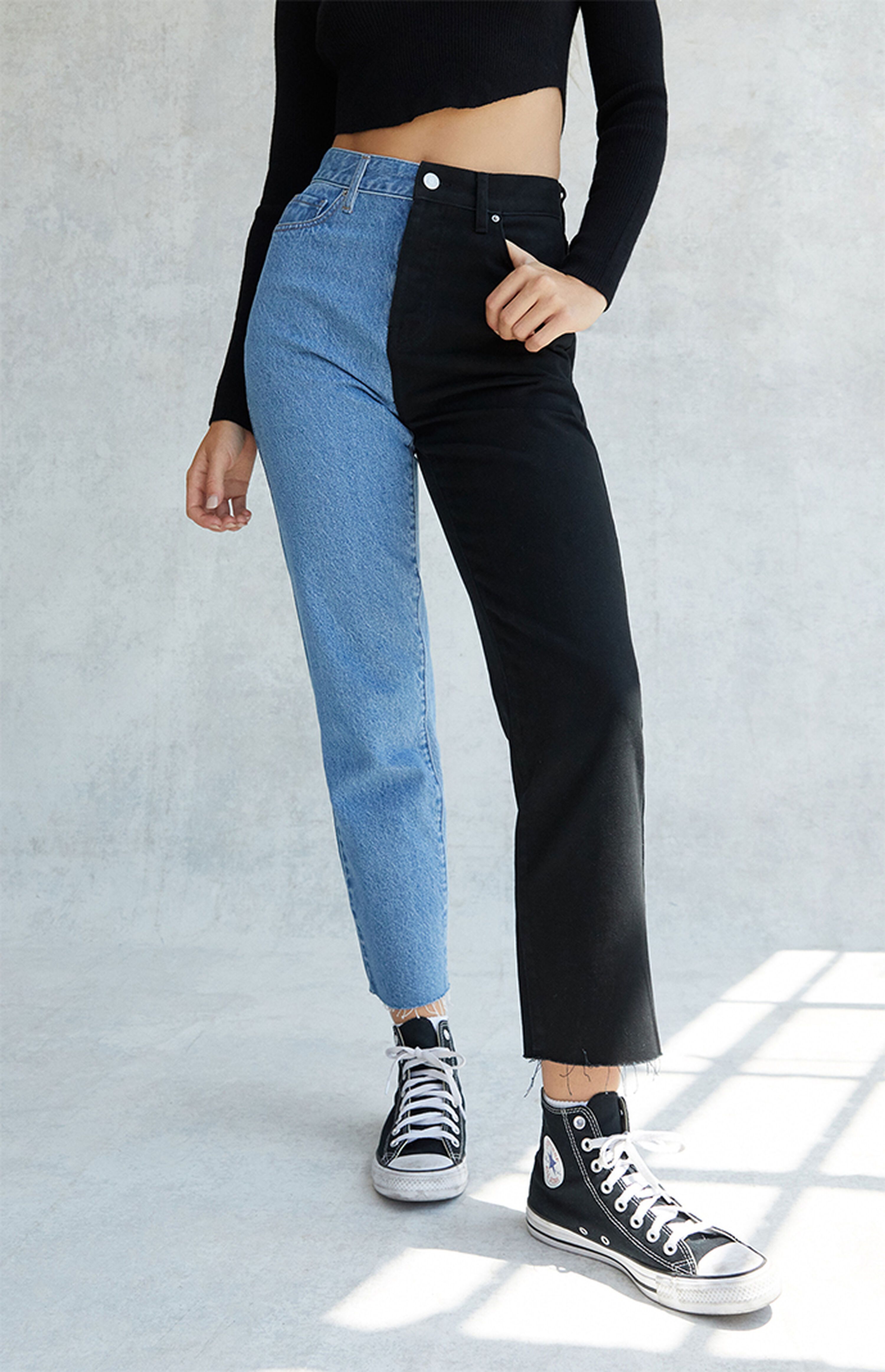 PacSun Eco Black Two-Tone High Waisted Straight Leg Jeans | PacSun | PacSun