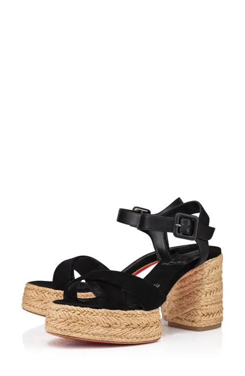 Christian Louboutin Calakala Espadrille Platform Sandal in Black at Nordstrom, Size 11Us | Nordstrom