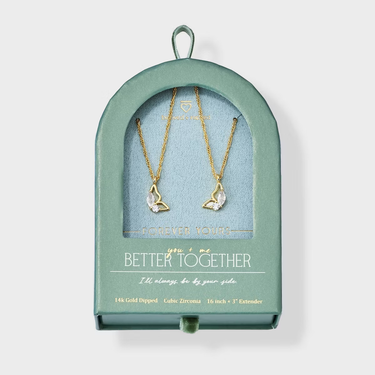 Beloved + Inspired 14K Gold Dipped Pendant Necklace Set 2pc - Gold | Target