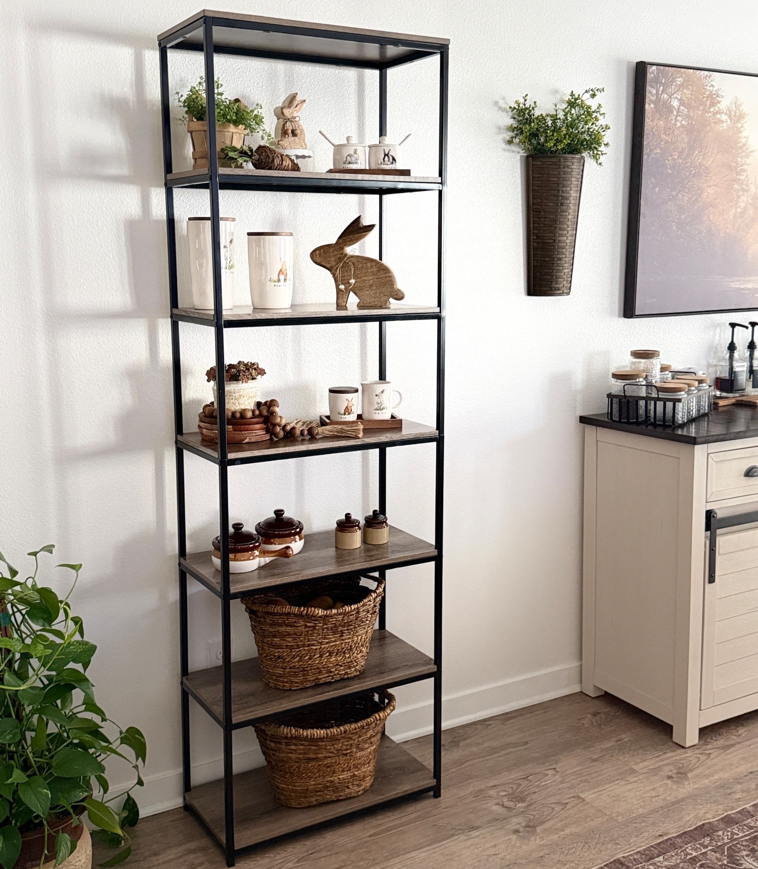 The perfect shelf for holiday displays. The baskets are used to store my produce. 

#easter #kitchen #diningroom 

#LTKSeasonal #LTKspring #LTKHome