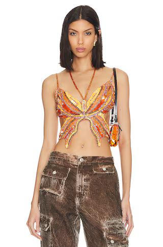 h:ours Carola Embellished Top in Orange & Pink from Revolve.com | Revolve Clothing (Global)