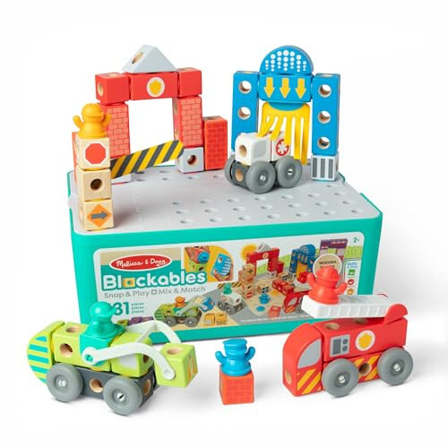 Melissa & Doug Blockables™ Deluxe City Snap and Play Amazon Exclusive, Mix and Match Connectable Wooden Building Blocks Play Set with Storage Bin and Play Lid (122 Pcs) - FSC Certified | Amazon (US)