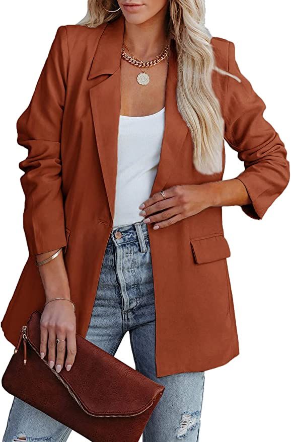 PRETTYGARDEN Women's Casual Blazers Long Sleeve Open Front Button Work Office Blazer Jackets with... | Amazon (US)