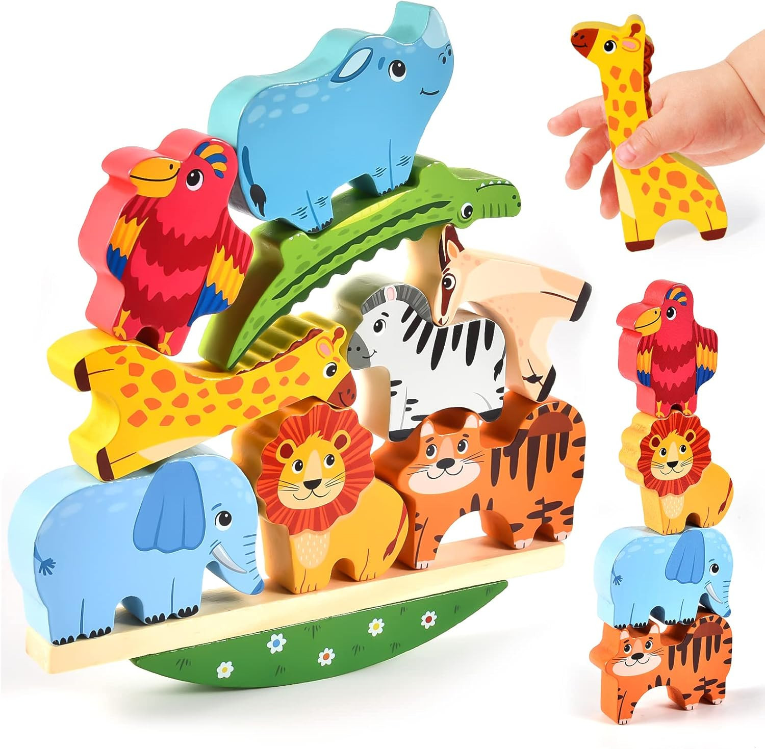 Atoylink Wooden Stacking Toys for Toddlers Cute Zoo Animals Stacking Blocks Balance Game Preschoo... | Amazon (US)