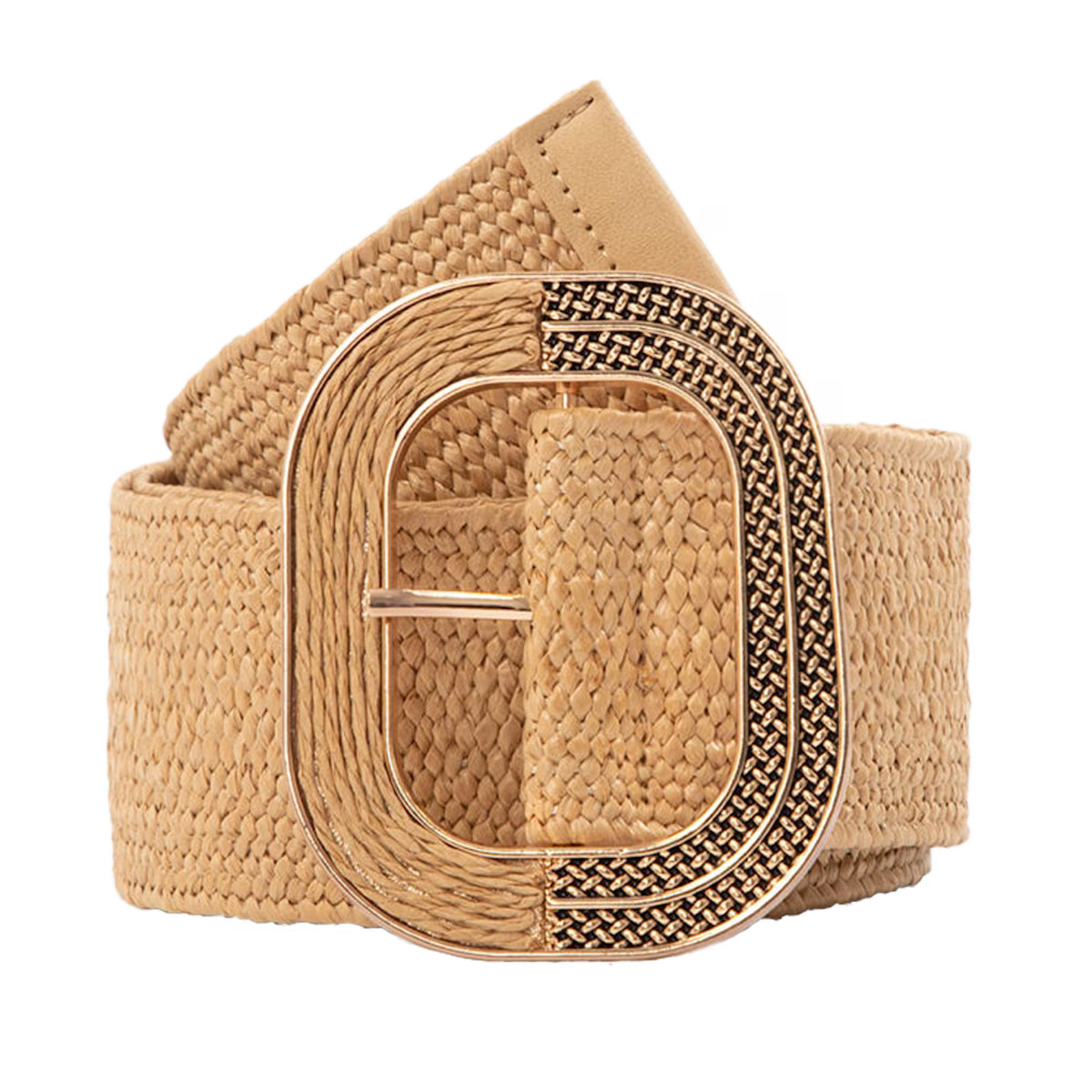 Wide Stretch Straw Belt - Beige | Wolf & Badger (US)