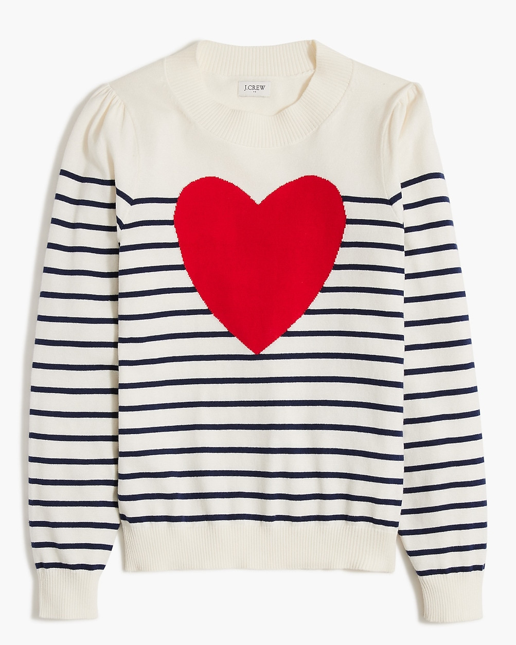 Puff-sleeve heart sweater | J.Crew Factory