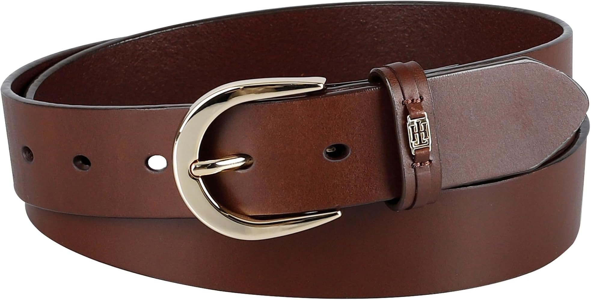 Tommy Hilfiger Women's TH Ornament Logo Casual Leather Belt for Jeans, Trousers and Dresses | Amazon (US)