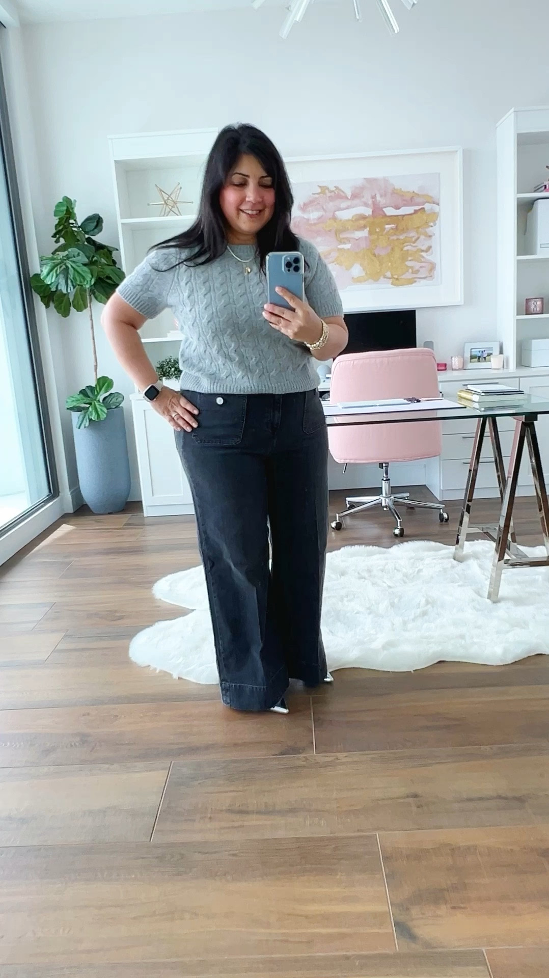 LTK Fall Sale! 25% off sitewide at J. Crew with exclusive in-app promo code. Copy the promo code below and paste at checkout to receive discount. Love these high rise sailor denim trousers in this color for fall! Available in regular, petite and tall sizes. Wearing them here in size 32 petite. Cashmere cable-knit sweater size large. Target style silver slingback pumps true to size. 

#LTKFallSale #LTKVideo #LTKMidsize