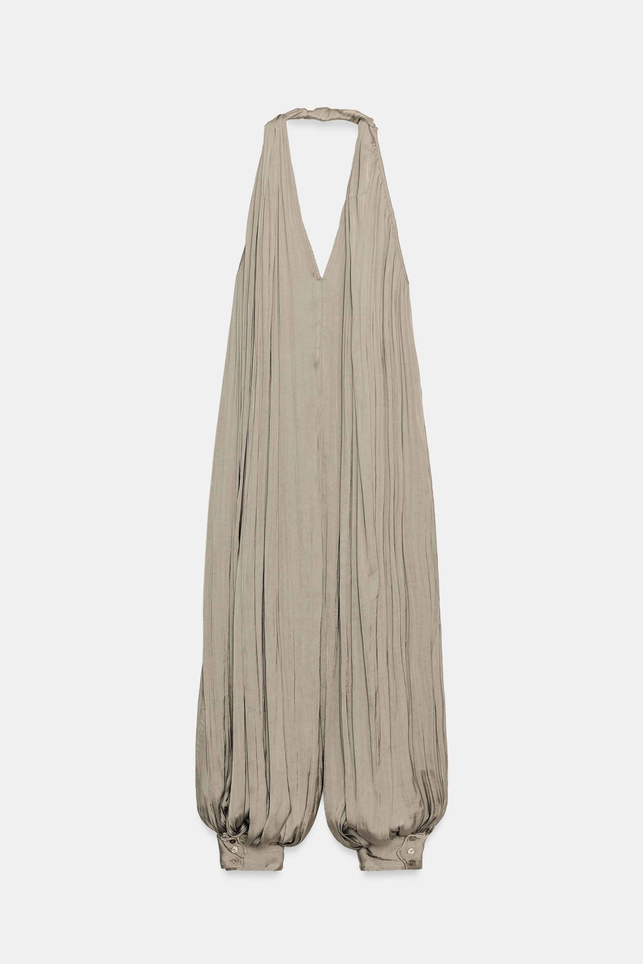 ZW COLLECTION SATIN HALTER JUMPSUIT | Zara US