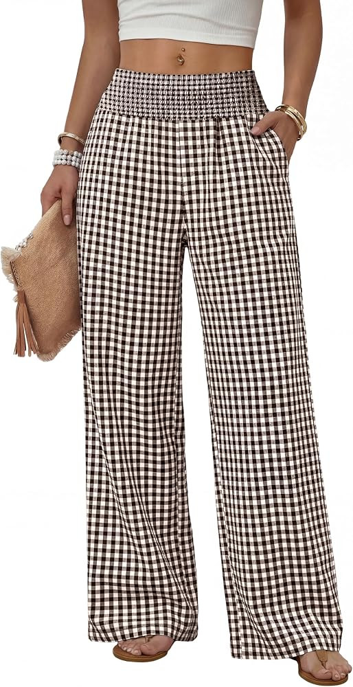 Sampeel Wide Leg Pants Woman High Waist Trousers with Pockets Casual Lounge | Amazon (US)