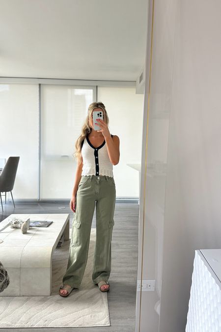 wearing size XXS in crochet top- it runs cropped 

Nordstrom Outfit, cargo pants, Abercrombie top, crochet top, vacation outfit, Birkenstock sandals, olive green pants outfit, weekend outfit 

#LTKfindsunder100 #LTKSeasonal #LTKtravel