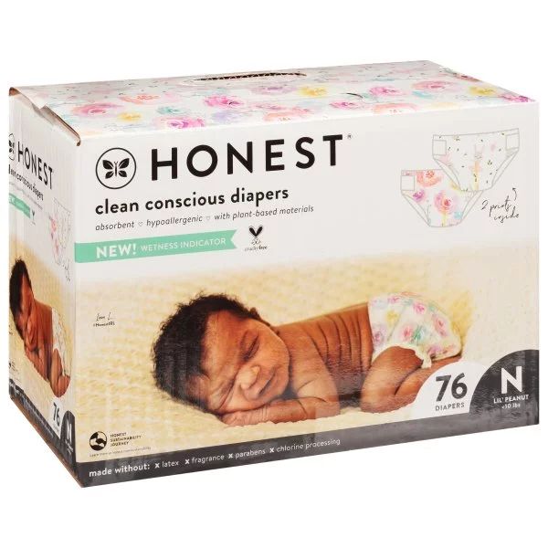 The Honest Company - Club Box, Clean Conscious Diapers, Above It All + Pandas, Size 0 NB, 76 Coun... | Walmart (US)