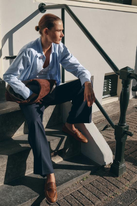 LEATHER PENNY LOAFERS | Zara US