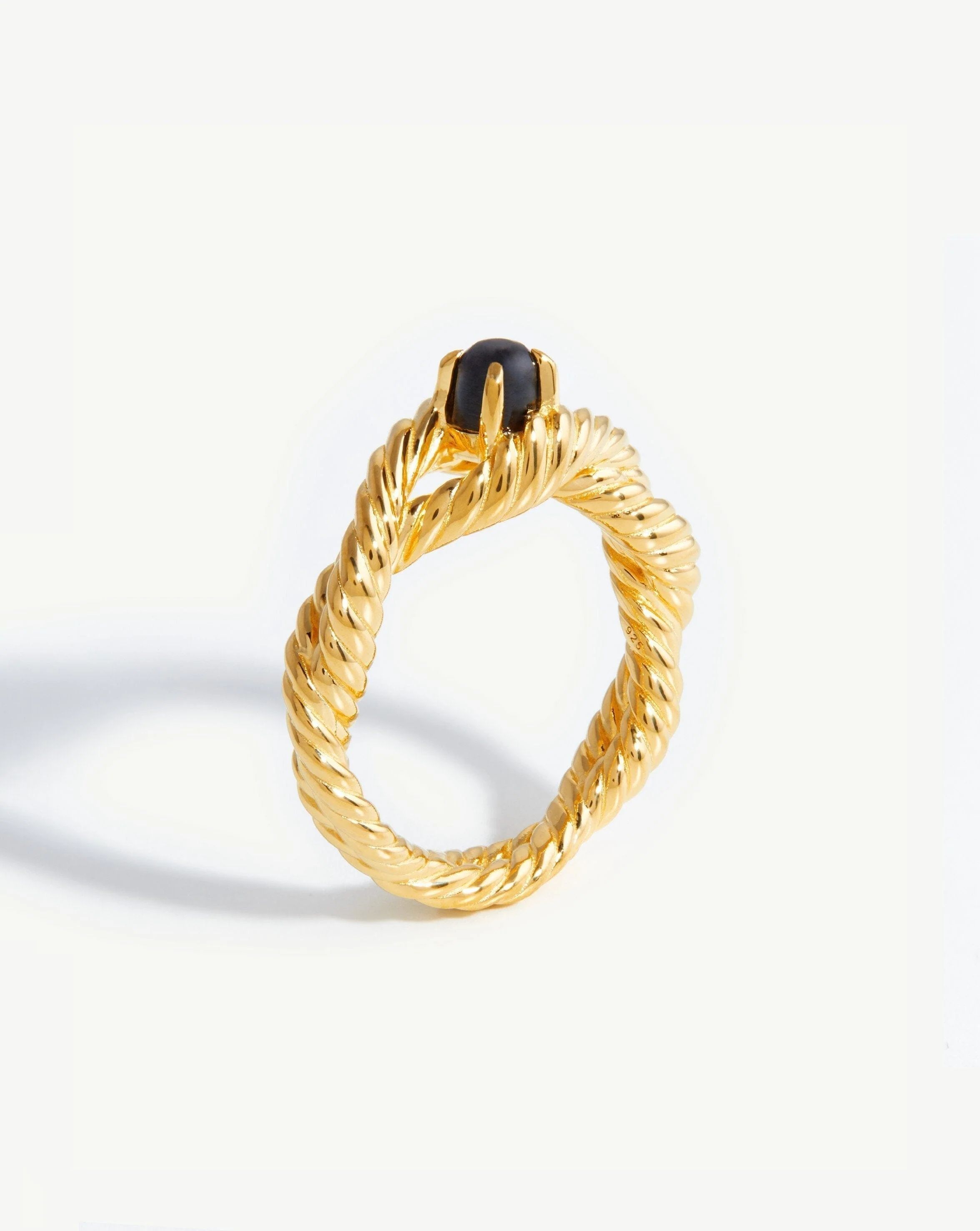 Marina Double Rope Gemstone Ring | 18ct Gold Vermeil/Black Onyx | Missoma US