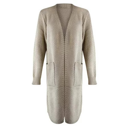 Beige Draped Knit Cardigan Sweater With Pockets | Walmart (US)