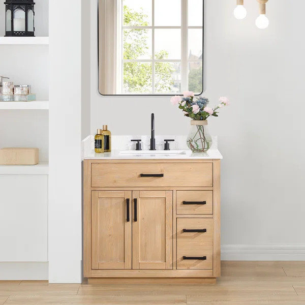 Gavino 36'' Single Bathroom Vanity with Stone Top | Wayfair North America