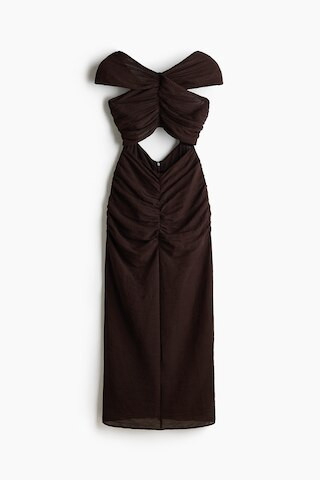 H & M - Cape-Detail Cutout Dress - Dark Brown | H&M (US + CA)