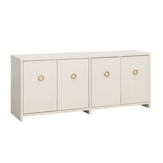 Grand Coast Dove Linen Entertainment Center Fits TV's up to 65 in. with Storage and Cord Management | The Home Depot