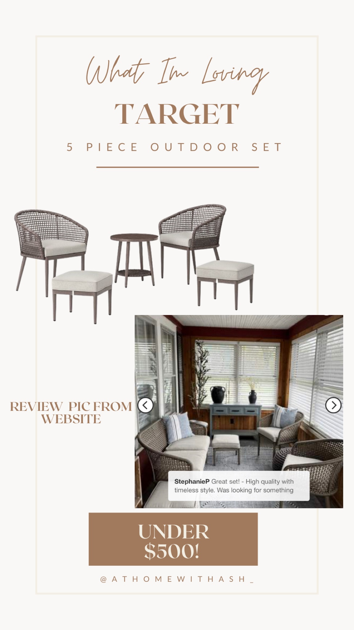Outdoor patio 5 piece set for under $500! So cute!

#LTKhome